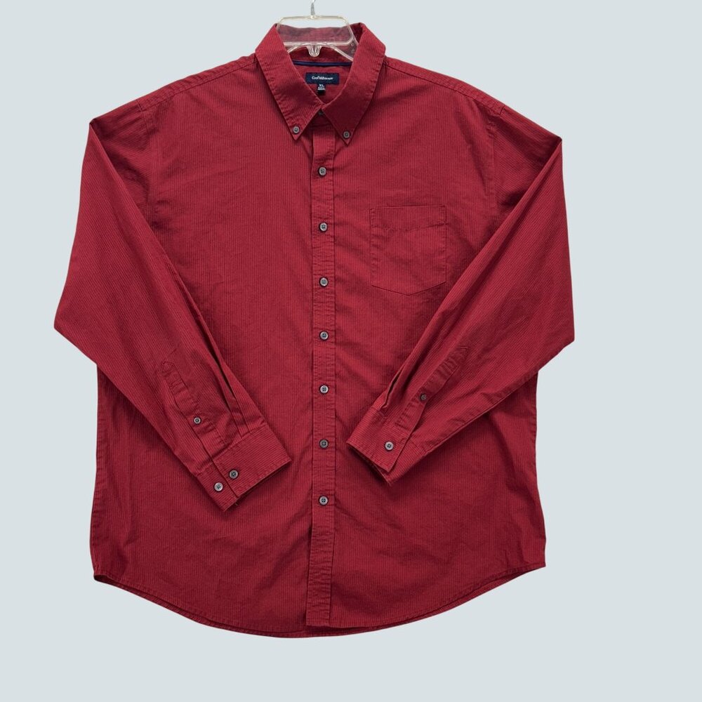 Crofts&Barrow Textured Button Down Shirt In Deep Red Blend Men's XL